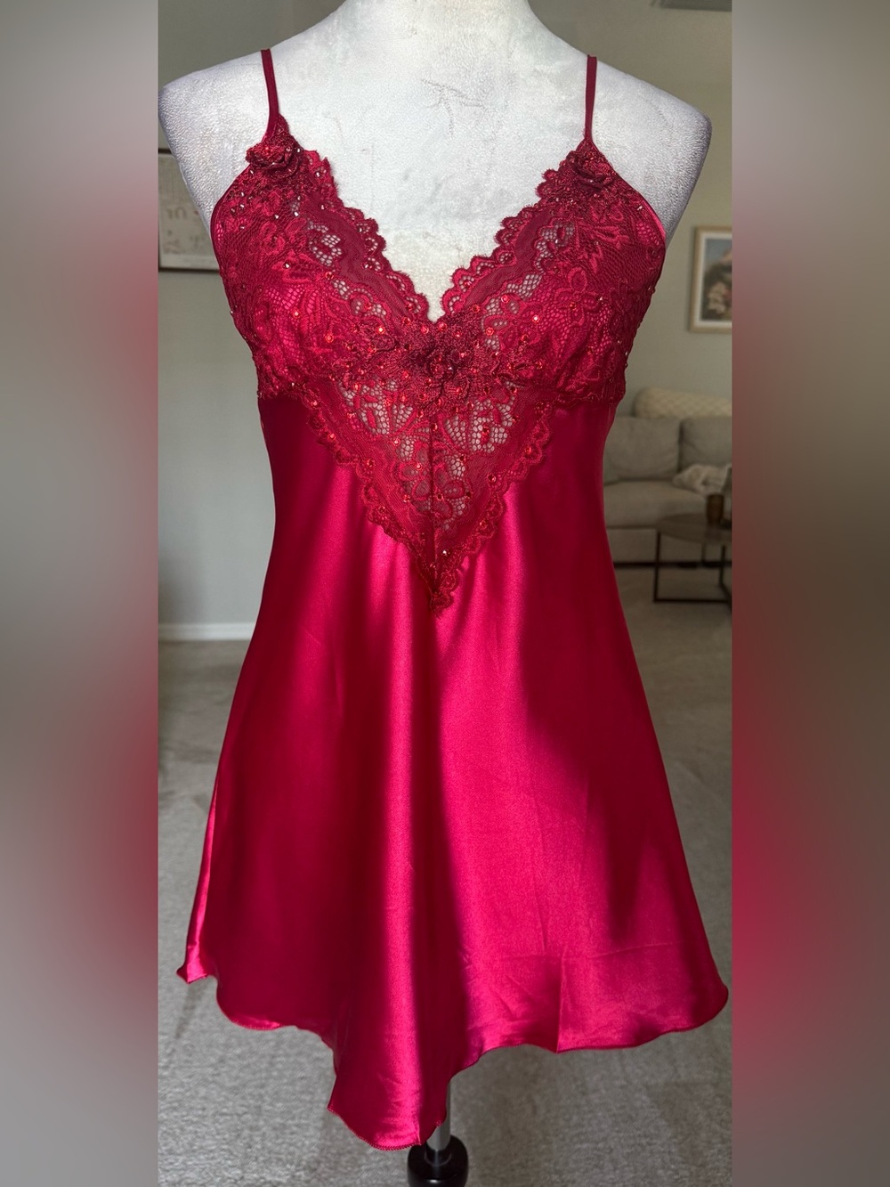 Dark Red Dance Costume Slip Dress
